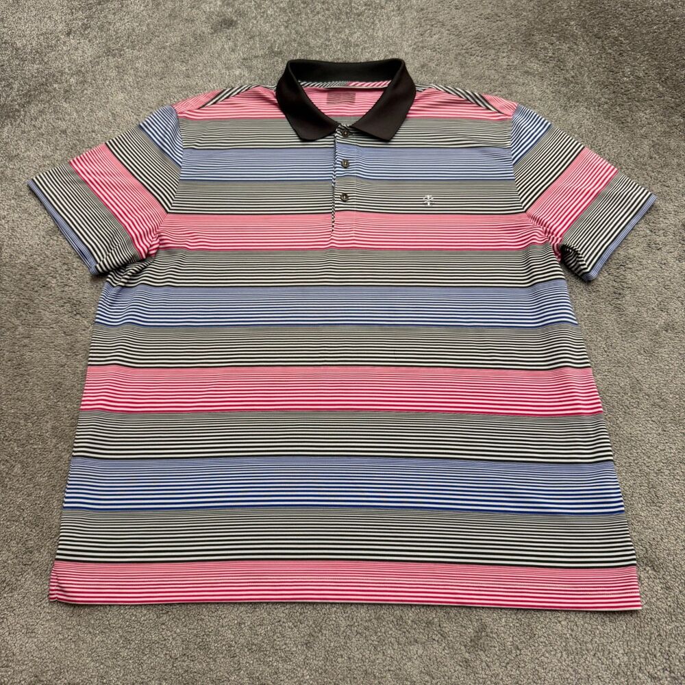 IZOD Golf Striped Active Stretch Short Sleeve Polo Shirt Mens 2XL Multicolor Top